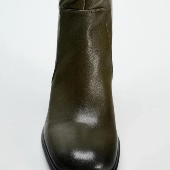 ZARA HEELED LEATHER KNEE HIGH BOOTS - Picture 6 of 6